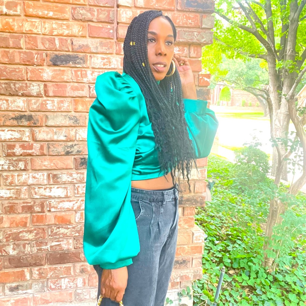 Silk Satin Green Top